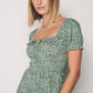 Small Floral Patterned Dress with Guipeli String Ties