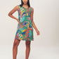 Women's Multi Patterned Backless Viscose Dress - Green