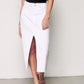 Women's Laser Cut Denim Skirt with Slits
