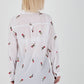 Women's Rose Embroidered Sleeve Folded Cotton Linen Shirt