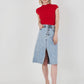 Women's Buttoned Straight Slit Denim Skirt