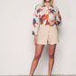 Women's Laser Cut Denim Skirt with Slits
