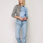 Double Color Long Sleeve Pullover - Blue & Grey