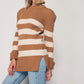 Beige Striped Pullover - Brown
