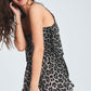 Cotton Satin Shorts Set Leopard Patterned