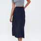 Herita Printed Long Slit Skirt Navy blue