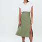 Front Slit Midi Skirt - Green