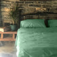 Classic Percale - Duvet Cover Set - Jade Green with White Piped Edge