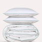 Classic Percale - Duvet Cover Set - White with Jade Green Piped Edge