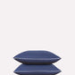 Classic Percale Pillowcase 2pcs- Navy Blue with White Pipe Edge