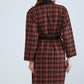 Printed Dressing Gown - Burgundy Check