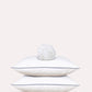 Classic Percale - Fitted Sheet Set- White with Navy Blue Piped Edge