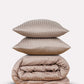 Sateen Stripe Duvet Cover Set - Cappuccino