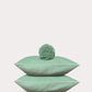 Classic Percale - Fitted Sheet Set- Jade Green with White Piped Edge