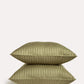 Sateen Stripe - Duvet Cover Set - Oil Green